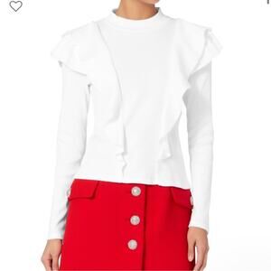 Veronica Beard | Ruffle Ribbed Knit Sweater Top Size S
